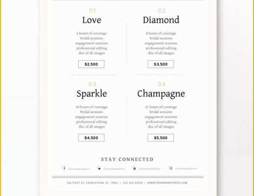 Free Wedding Pricing Template Of Wedding Graphy Price List Template
