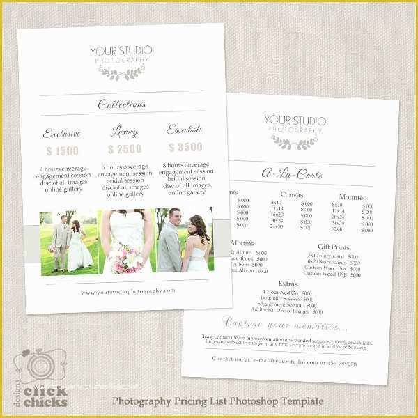 Free Wedding Pricing Template Of Wedding Graphy Pricing List Template Graphy