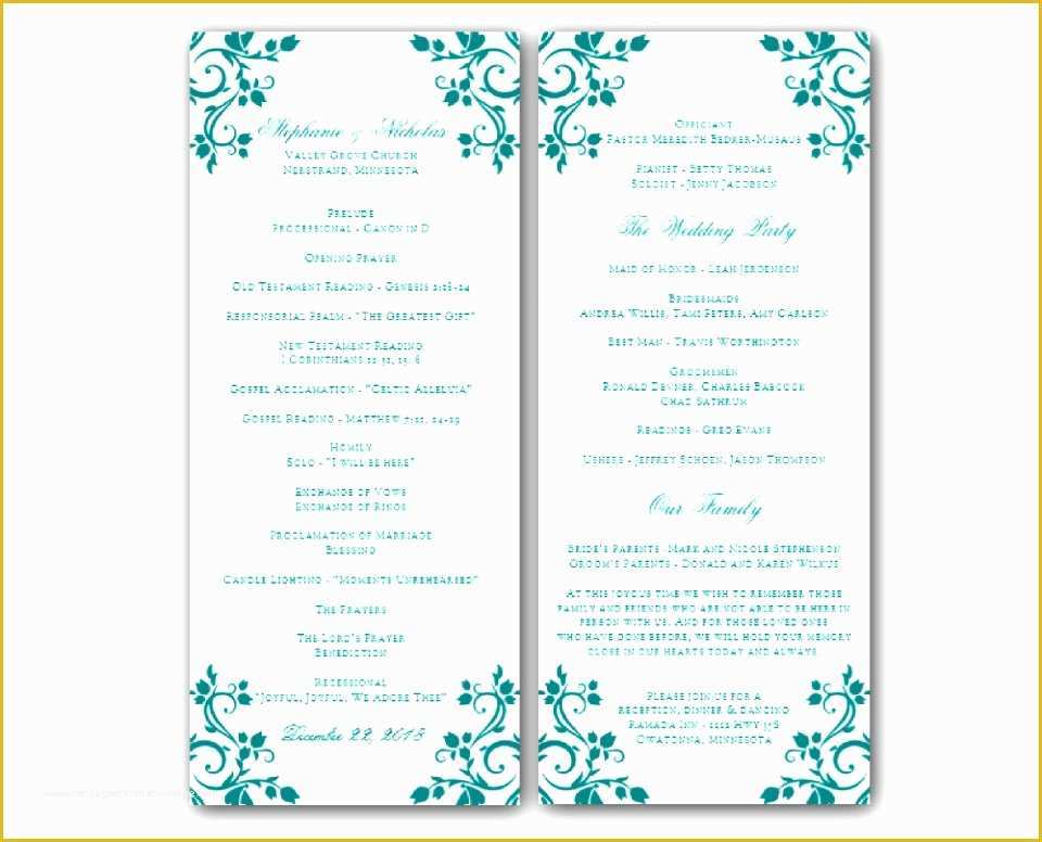 Free Wedding Templates Online Of 6 Downloadable Wedding Program Templates Free Awoop