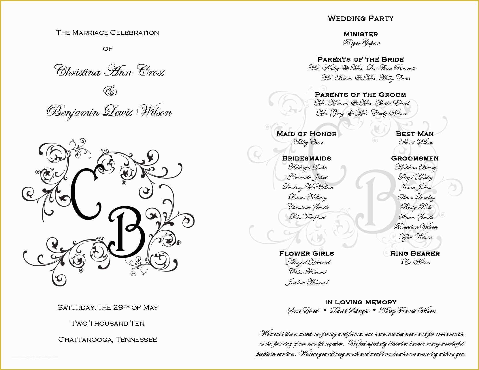 Free Wedding Templates Online Of Printable Wedding Programs On Pinterest