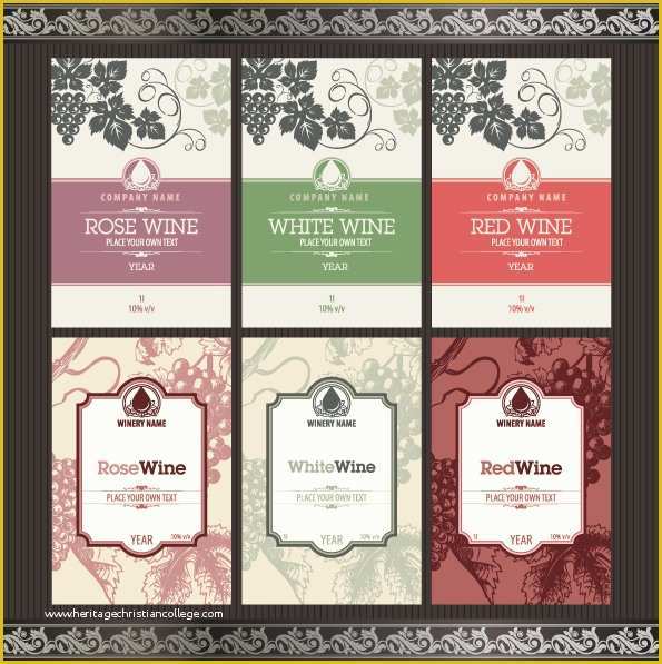 Free Wine Label Template Of Vintage Elements Of Wine Labels Vector Material 02