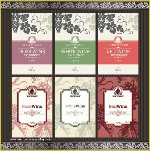 Free Wine Label Template Of Vintage Elements Of Wine Labels Vector Material 02