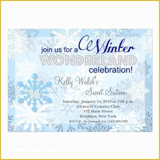 Free Winter Wonderland Invitations Templates Of Snowflakes Sweet 16 Winter Wonderland Invitation 5" X 7