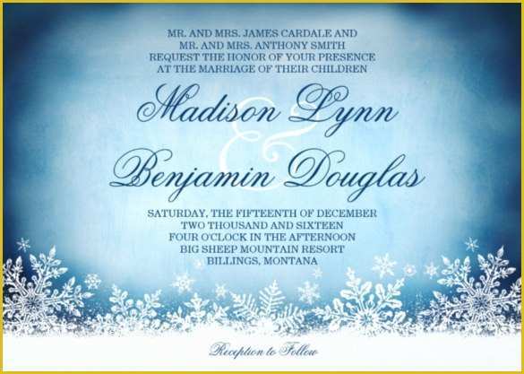Free Winter Wonderland Invitations Templates Of Winter Snowflakes Blue Holiday Winter Wedding Invitation