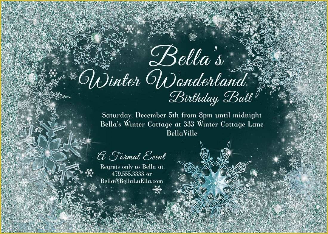 Free Winter Wonderland Invitations Templates Of Winter Wonderland Party Winter Snowflake Ball Invitation