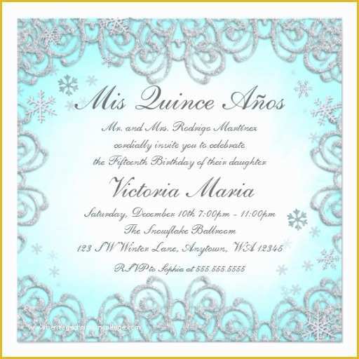 Free Winter Wonderland Invitations Templates Of Winter Wonderland Swirl Snowflakes Quinceanera 5 25x5 25