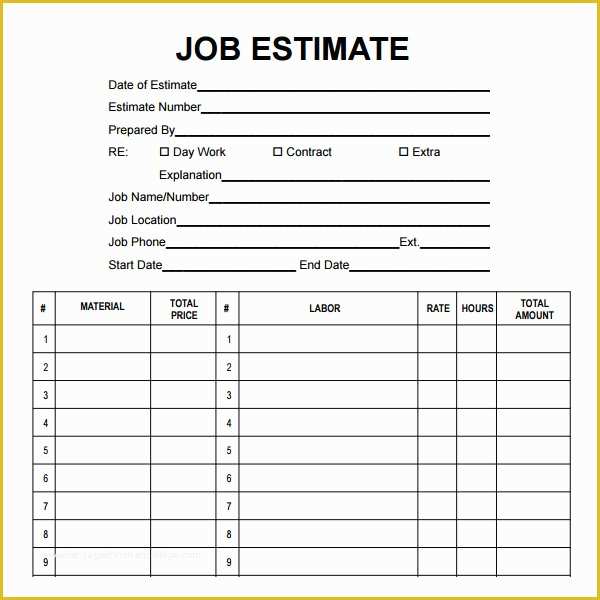 Free Work Estimate Template Of 12 Sample Job Proposal Templates