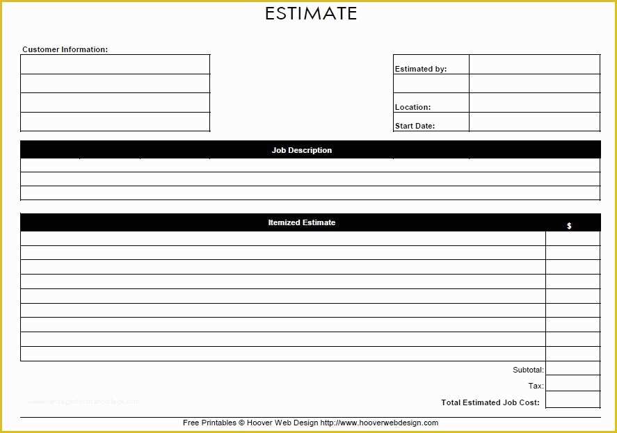 Free Work Estimate Template Of 13 Free Sample Job Estimate form Printable Samples