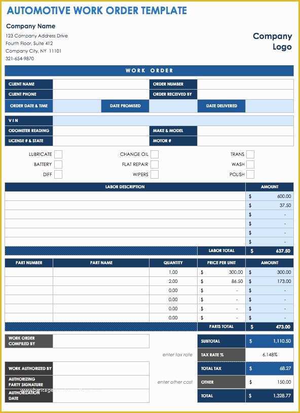 Free Work order Template Of 15 Free Work order Templates