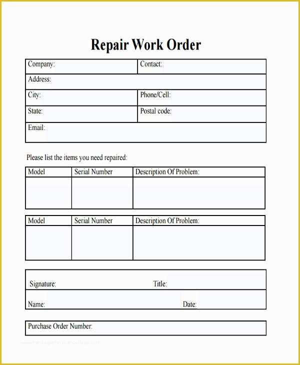 Free Work order Template Of 28 Work order Templates Ai Psd