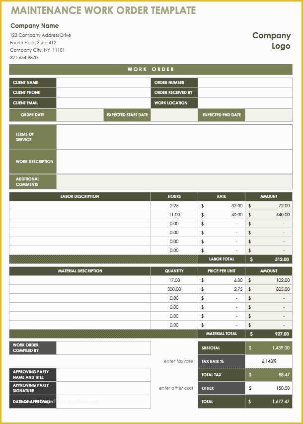 Free Work order Template Of 40 Work order Template Free Download [word Excel Pdf]