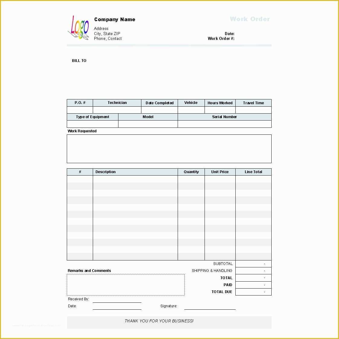 Free Work order Template Of Work order Template 1 10 Free Download Freewarefiles