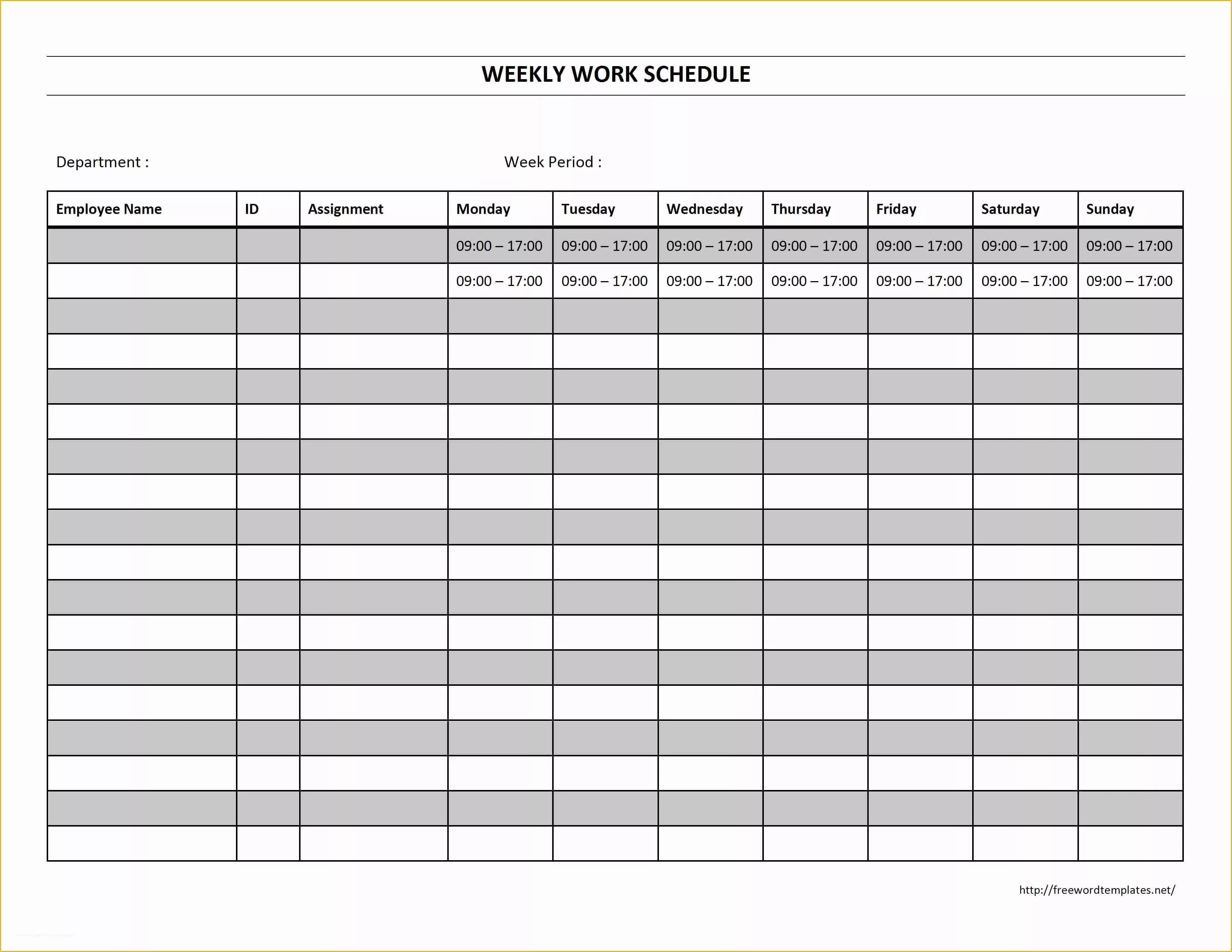 Free Work Schedule Template Of 6 Best Of Free Printable Blank Work Schedules