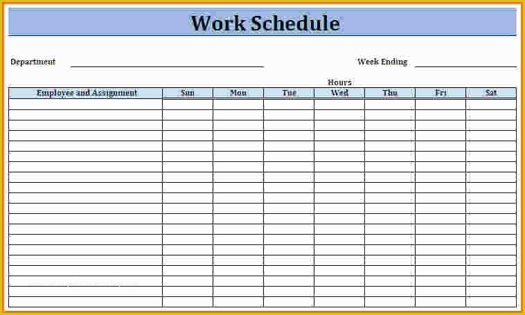 Free Work Schedule Template Of Work Schedule Template Weekly Schedule
