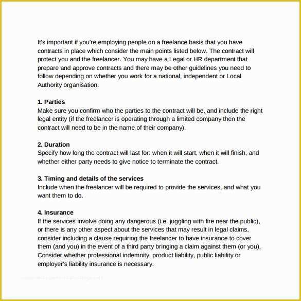 Freelance Agreement Template Free Of 10 Freelance Contract Templates – Samples Examples