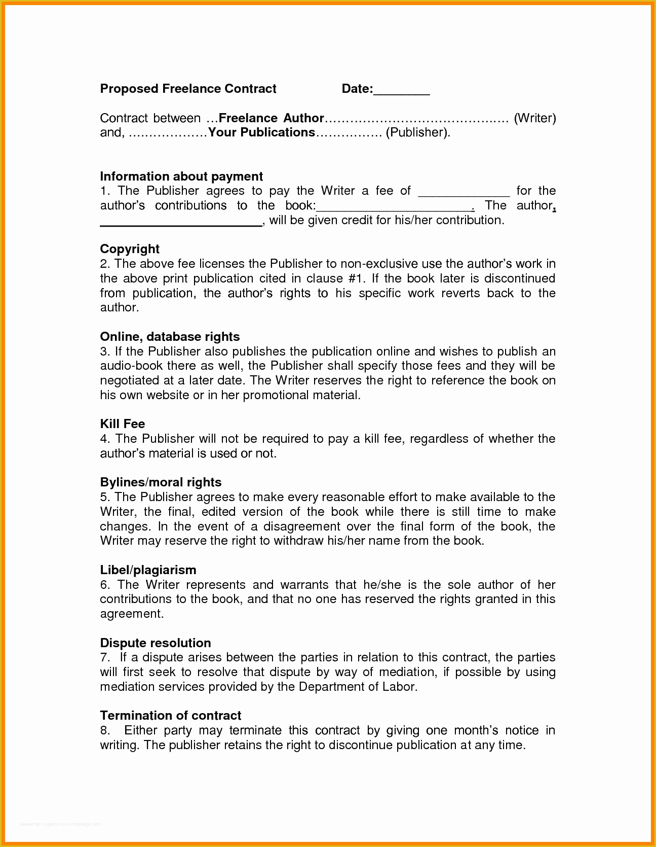 Freelance Agreement Template Free Of 7 Freelance Contract Template Uk