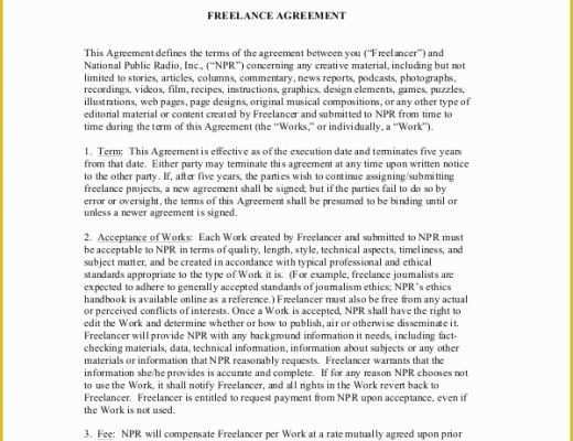 Freelance Agreement Template Free Of 7 Sample Freelance Contract Agreements