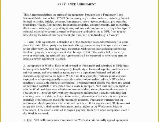 Freelance Agreement Template Free Of 7 Sample Freelance Contract Agreements
