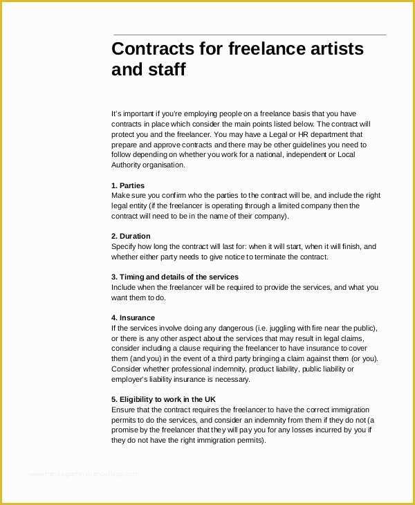 Freelance Agreement Template Free Of Freelance Contract Templates 7 Free Word Pdf format