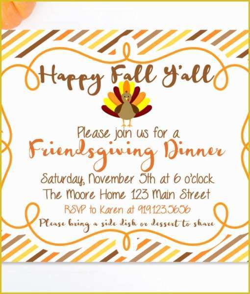 Friendsgiving Invitation Free Template Of Friendsgiving Dinner Printable Invitation Fall Festival