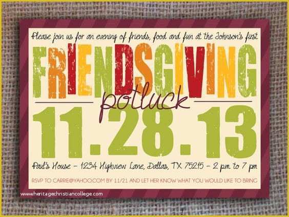 Friendsgiving Invitation Free Template Of Friendsgiving Potluck Invitation