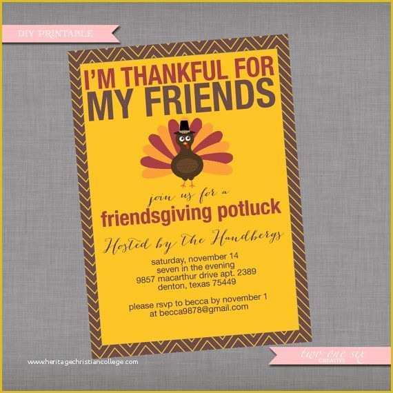 Friendsgiving Invitation Free Template Of Friendsgiving Thanksgiving Invitation Potluck Dinner