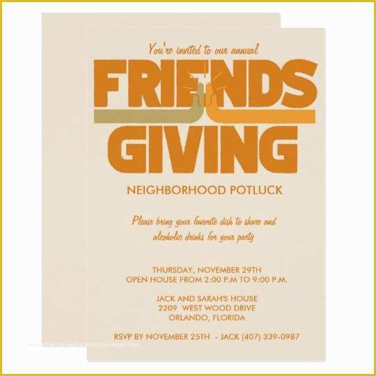 Friendsgiving Invitation Free Template Of Friendsgiving Thanksgiving Party Invitation