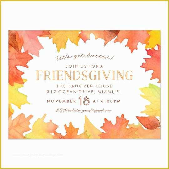 Friendsgiving Invitation Free Template Of Friendsgiving Watercolor Invitation