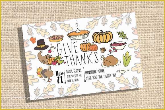 Friendsgiving Invitation Free Template Of Pixel Wide Potluck Designtube Creative Design