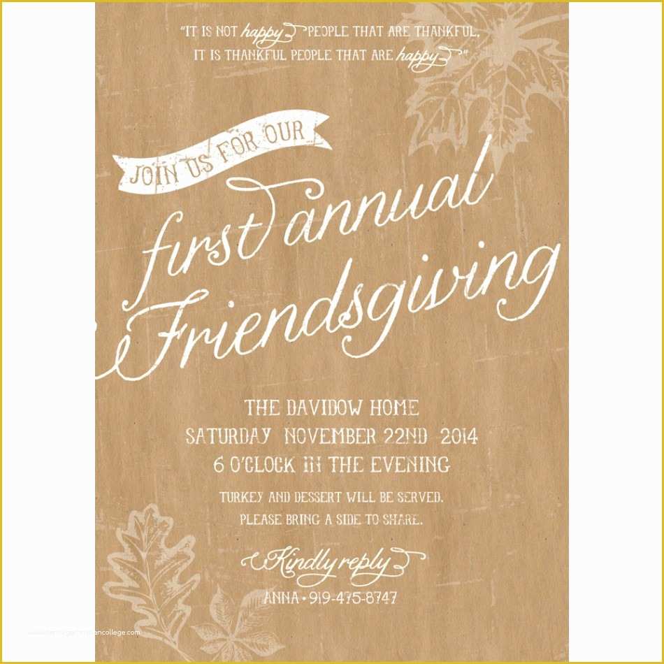 Friendsgiving Invitation Free Template Of Rustic Thanksgiving Friendsgiving Printable Invitation