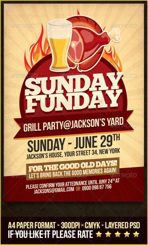 Fun Day Flyer Template Free Of Sunday Funday Grill Party Flyer by Dodimir