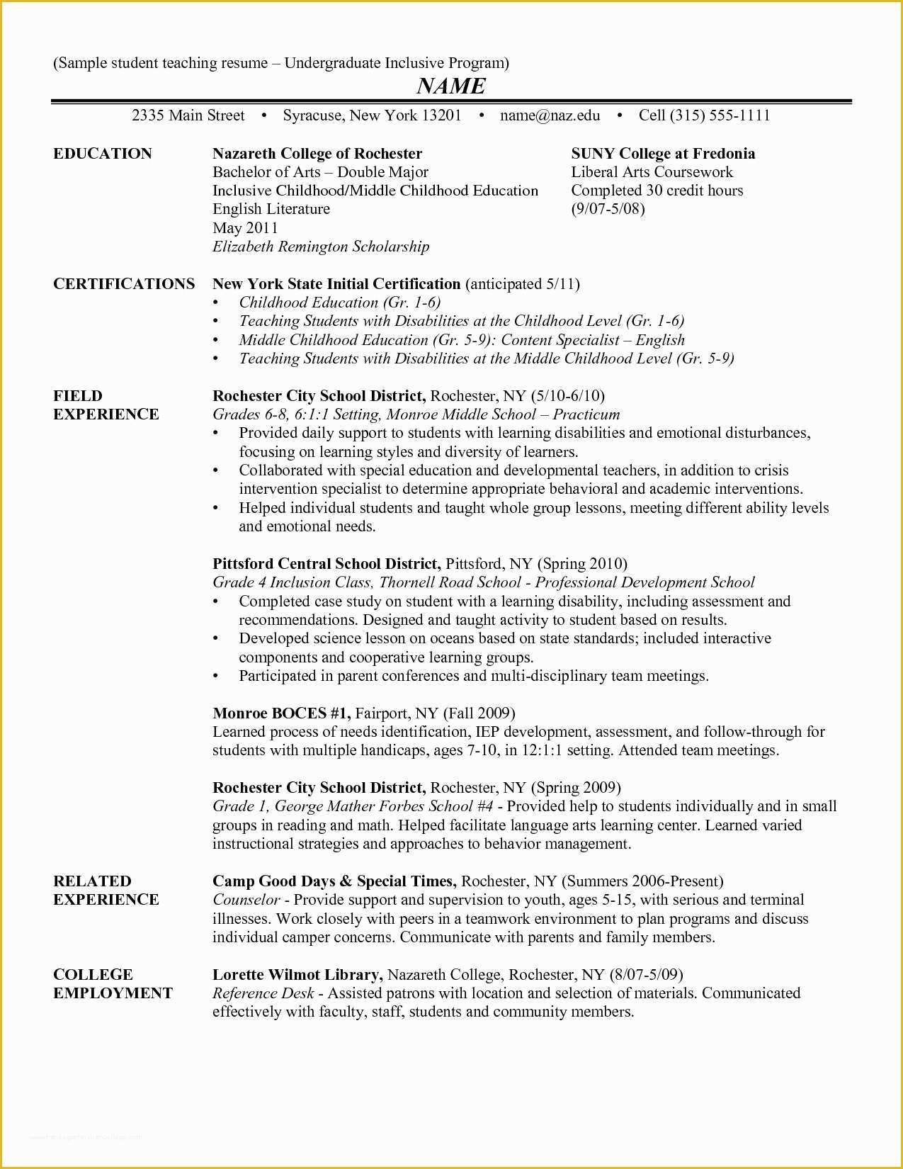 Fun Resume Templates Free Of Student Teacher Resume Sample Sarahepps