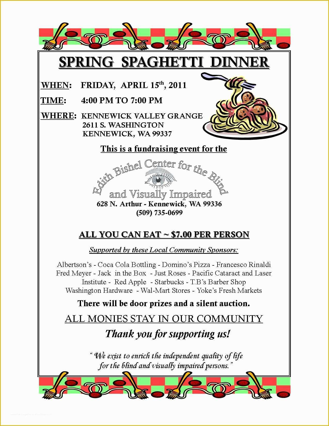 Fundraising Poster Template Free Of Spaghetti Dinner Flyer Template Yourweek 198bddeca25e