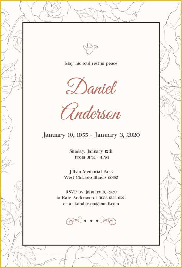 Funeral Invitation Template Free Download Of 27 Funeral Invitation Templates Free Sample Example