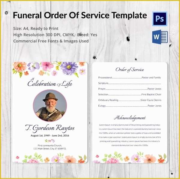 Funeral Invitation Template Free Download Of 5 Funeral order Of Services Word Psd format Download