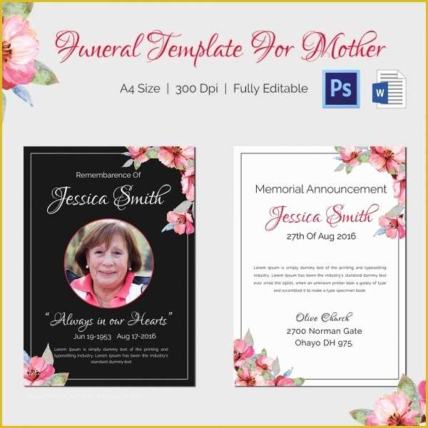 Funeral Invitation Template Free Download Of Funeral Program Template 16 Word Psd Document Download