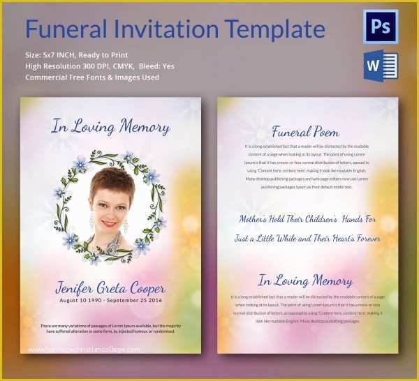 Funeral Invitation Template Free Download Of Sample Funeral Invitation Template 11 Documents In Word