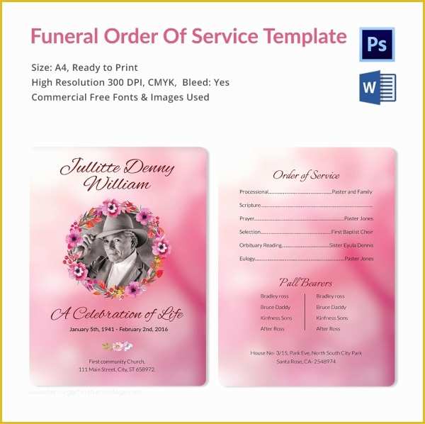 Funeral order Of Service Template Free Of 5 Funeral order Of Services Word Psd format Download