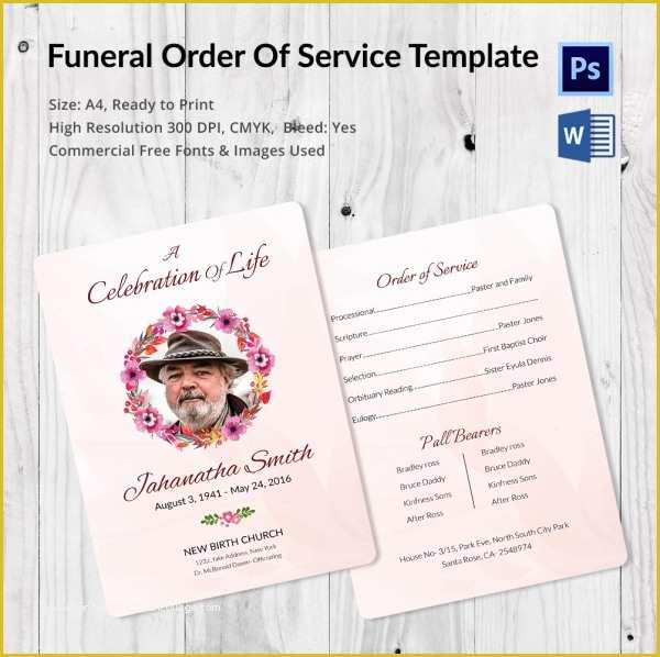 Funeral order Of Service Template Free Of 5 Funeral order Of Services Word Psd format Download