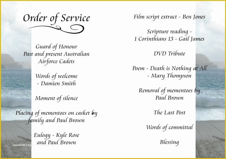 Funeral order Of Service Template Free Of 7 Funeral order Service Templateagenda Template Sample