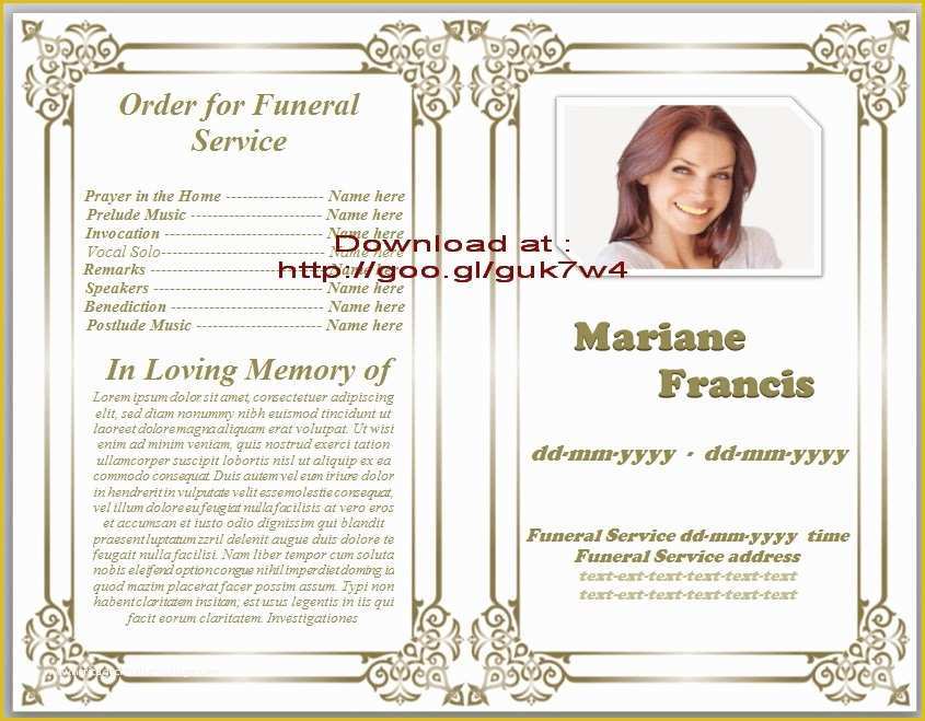 Funeral order Of Service Template Free Of Free Obituary Template
