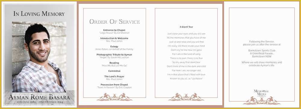 Funeral order Of Service Template Free Of Funeral order Of Service Booklets Memorial Media Sydney