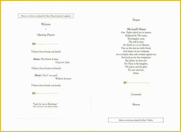 Funeral order Of Service Template Free Of Funeral order Service Template