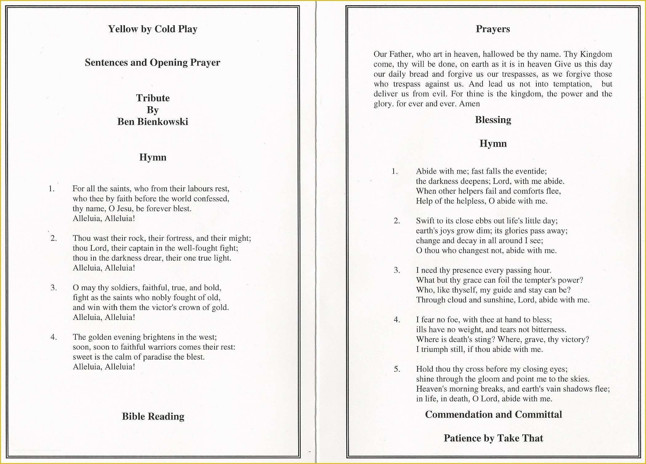 Funeral order Of Service Template Free Of order Funeral Services Template the Best Free