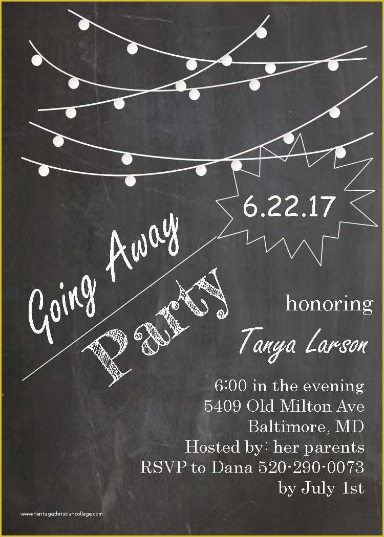 Going Away Party Invitation Template Free Of Going Away Party Invitations Farewell Blackboard with