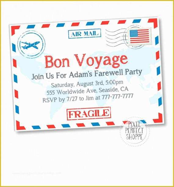 Going Away Party Invitation Template Free Of Items Similar to Travel Farewell Party Invitation Bon