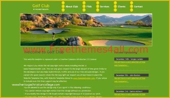 Golf Club Website Templates Free Of Free Green Yellow Golf HTML Css Template Freethemes4all