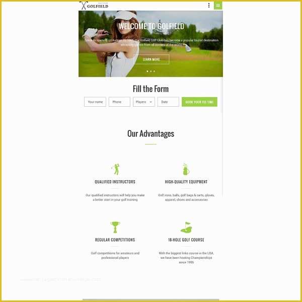Golf Club Website Templates Free Of Golf Club Parallax Website Template Discounted