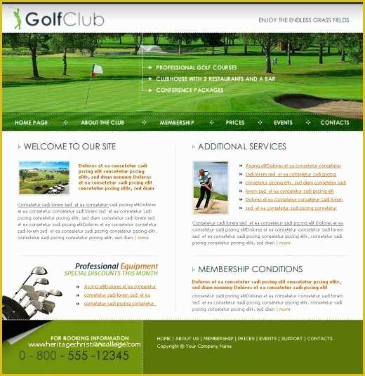 Golf Club Website Templates Free Of Golf Club Webpage Template Templatesbox