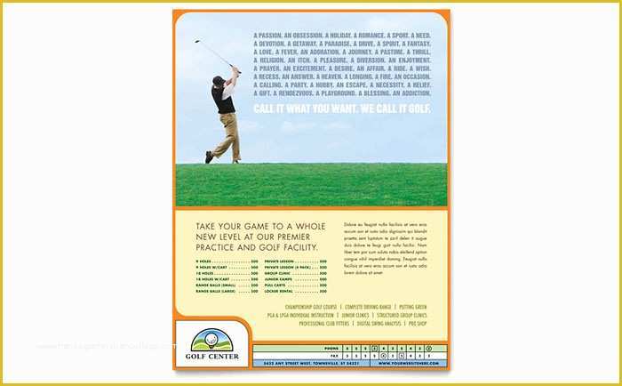 Golf Club Website Templates Free Of Golf Instructor & Course Flyer Template Design